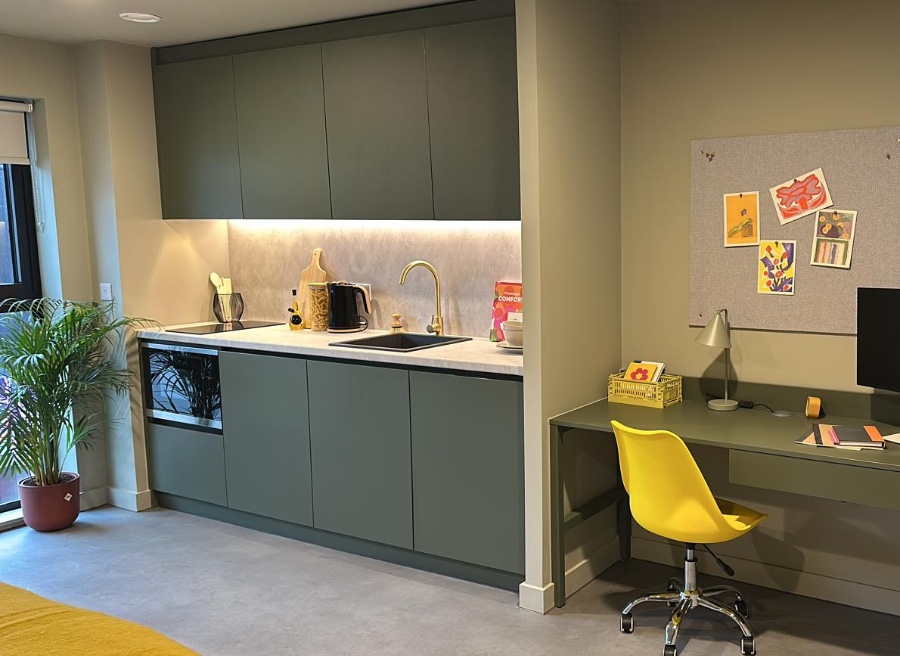 large student kitchen designed by Wessex furniture